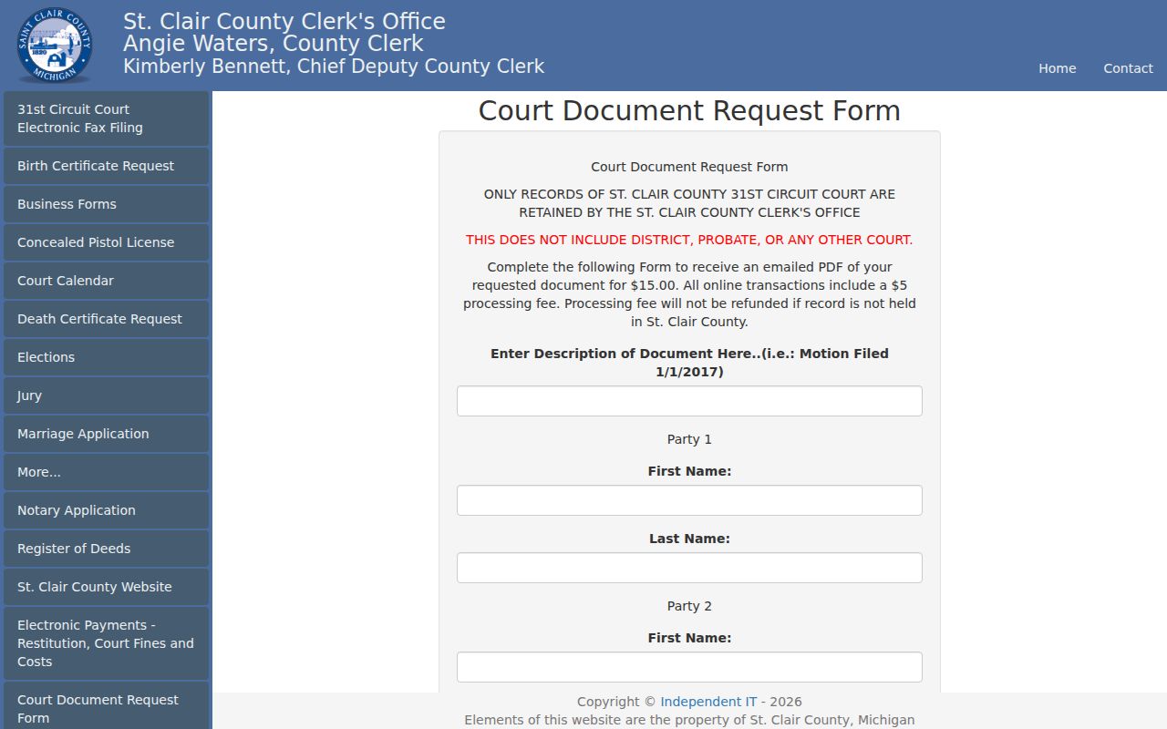 St. Clair County criminal court case document request