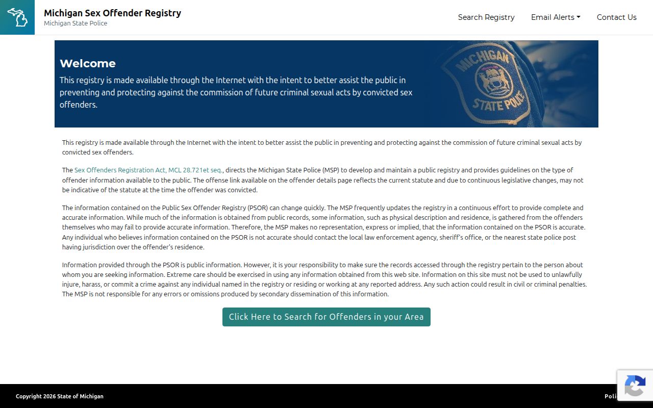 Michigan registry home for a St. Clair County sex offender search